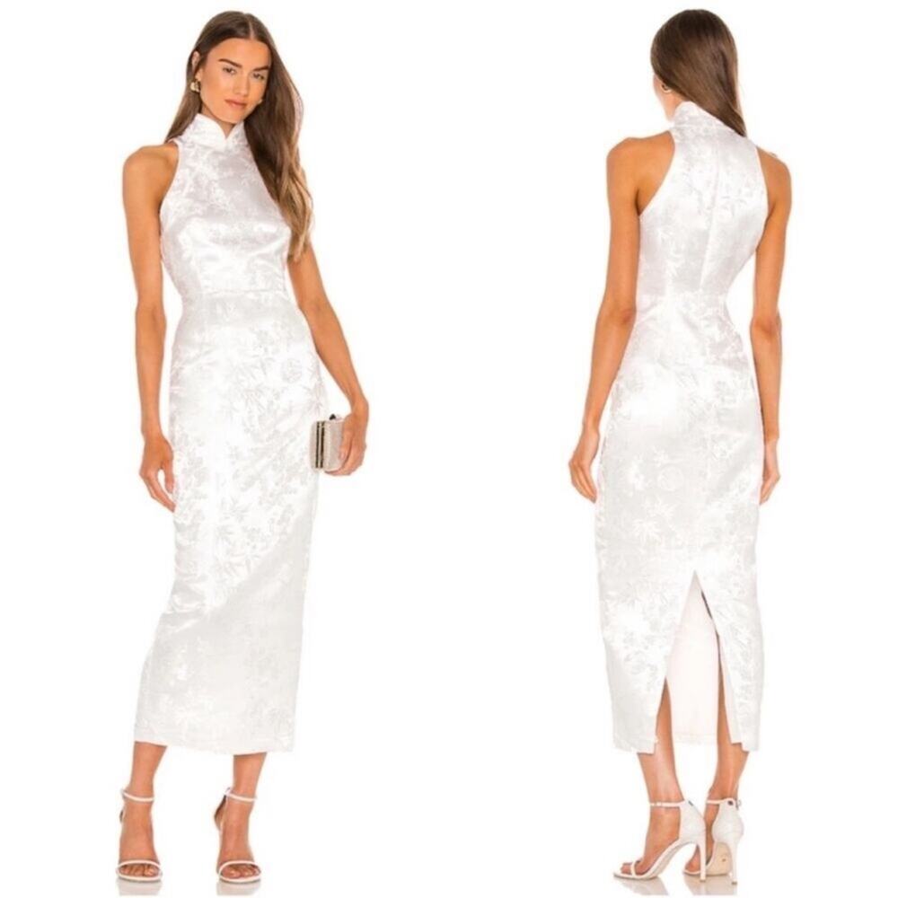 NWT SAU LEE Ivory White Jill Chinese Jacquard Pencil Midi Dress Size 6